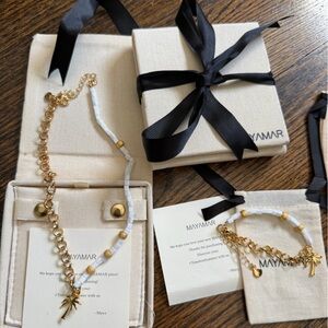 24K Gold Plated MAYAMAR Half Rolo Chain Pukka Palm Tree Bracelet & necklace Set